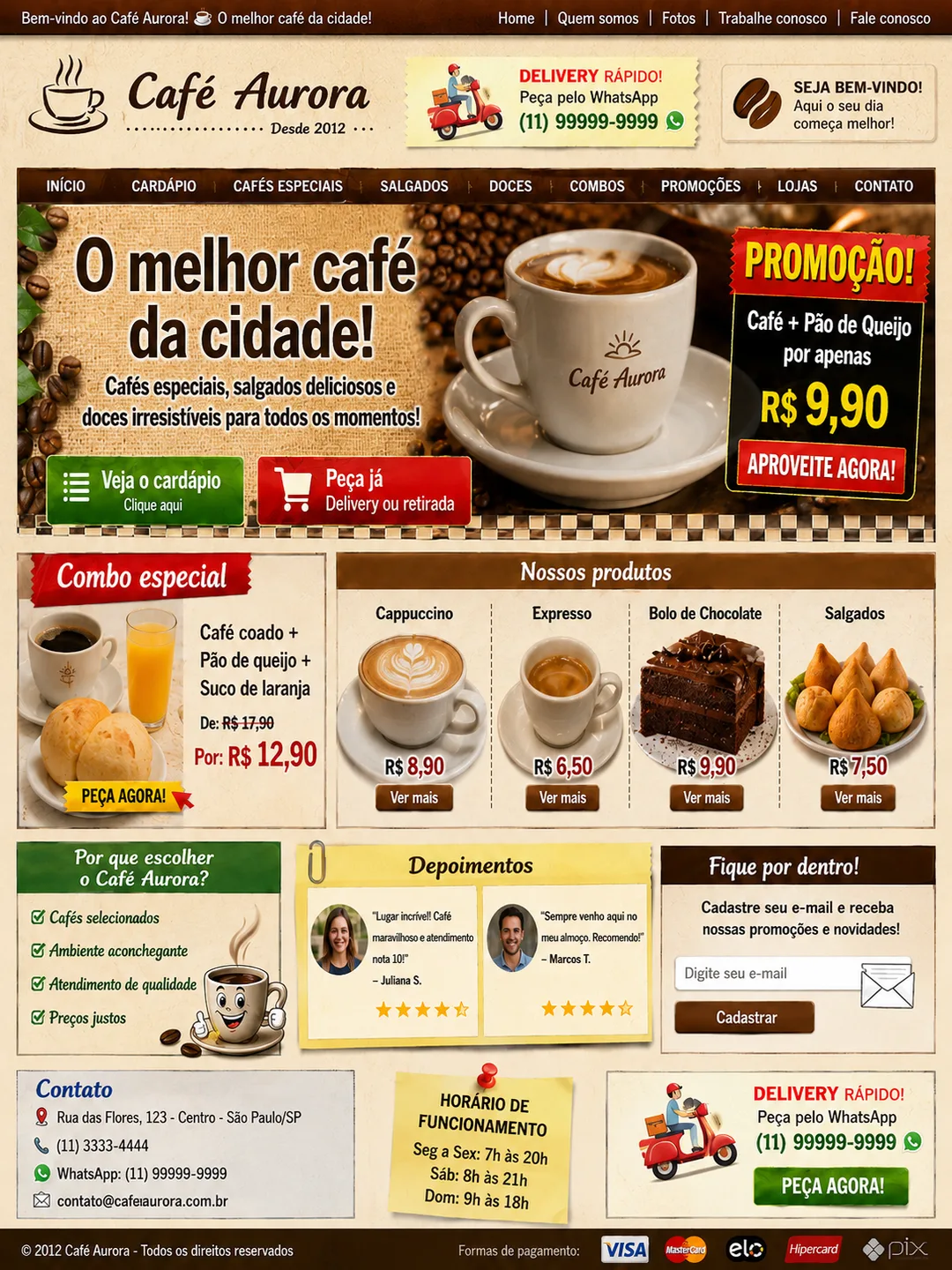 Site antes — versão amadora