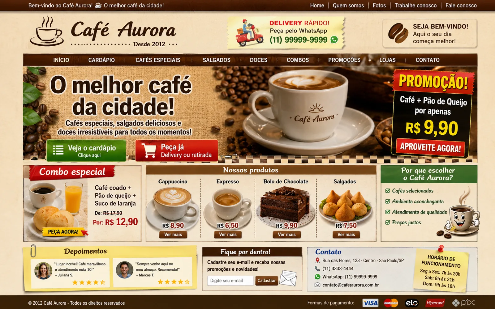 Site antes — versão amadora